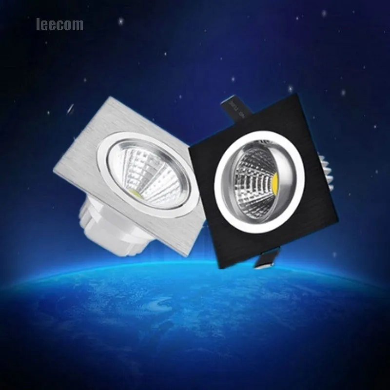 

1 шт./партия, белый, черный, яркий квадратный утопленный светодиодный квадратный светильник с регулируемой яркостью, Cob 5 Вт, 7 Вт, Светодиодны...