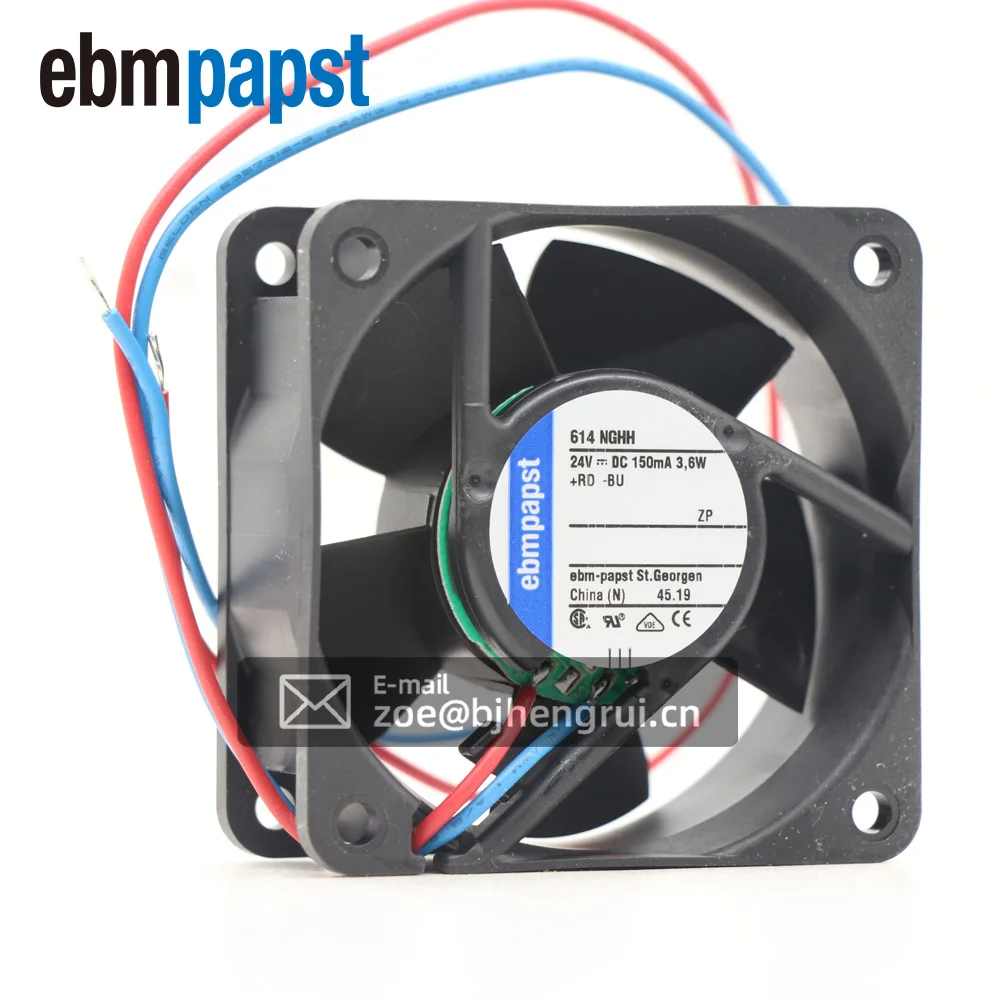 

Ebm papst 614NGHH 24V 18V to 26V 33CFM 43dB 60 X 60 X 25.4mm DC Fan Axial Sintec Bearing For Electric Gas Cabinet