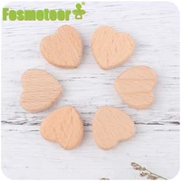 fosmeteor 10pc beech wooden beads baby teether rodent hearts beads diy necklace pacifier chain crafts jewelry children product