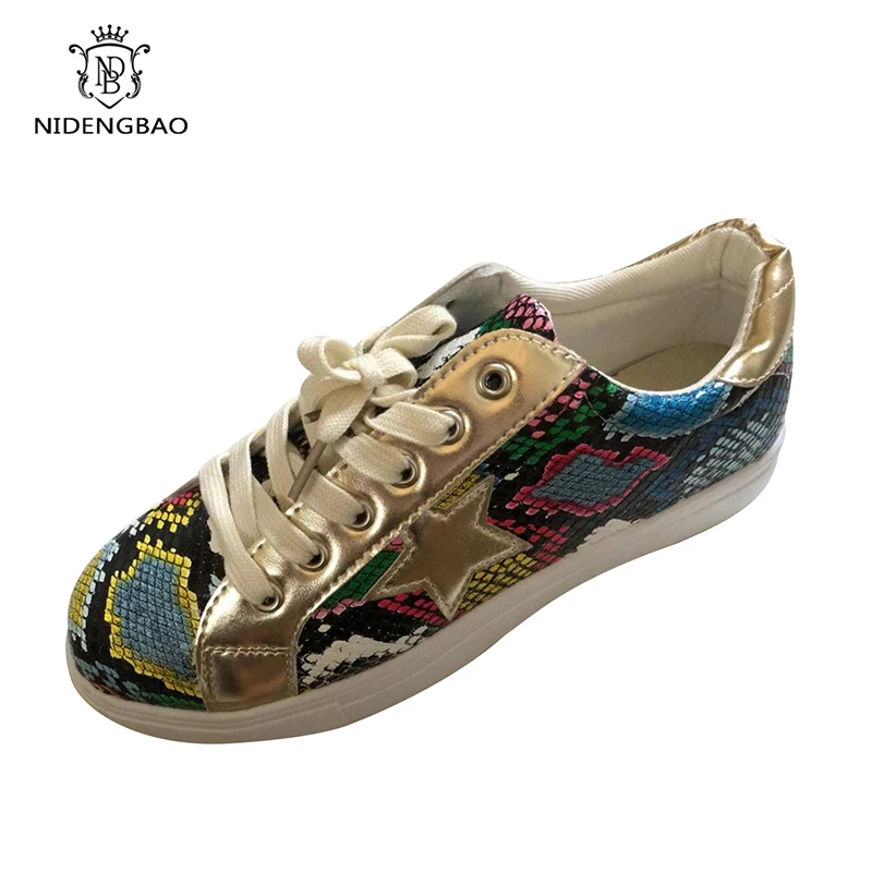 2019 Новая модная женская повседневная обувь на плоской подошве из искусственной