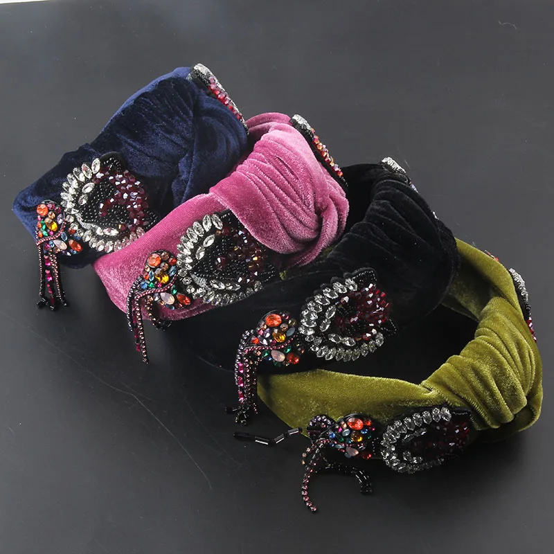 

New fashion style bohemian flannel crystal cat head fringed headband ladies prom beautiful hair accessories 957
