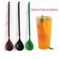 1000pcslot plastic spoon long handle coffee tea ice cream milk sauce glue stirring tableware home diy household accessory