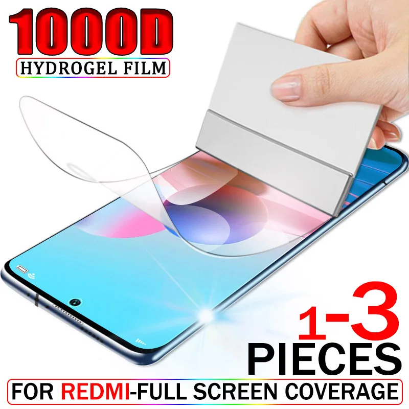 1000D Hydrogel Film For Xiaomi Redmi Note 10 Pro 10S Screen Protector For Xiaomi Redmi Note 9 Pro 8 7 9A 9A 8T 7A K40 1 3PCS