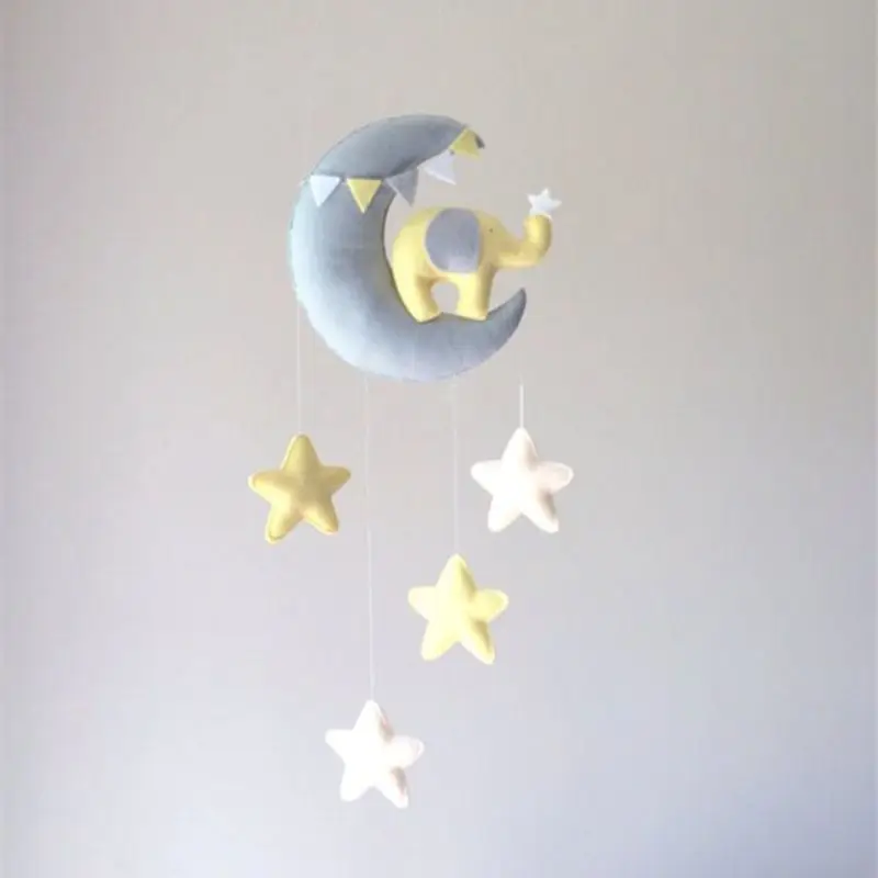 

57EE Baby Crib Non-woven Moon Stars Wind Chime Toys Kids Room Ceiling Mobile Hanging Decorations Shower Gifts