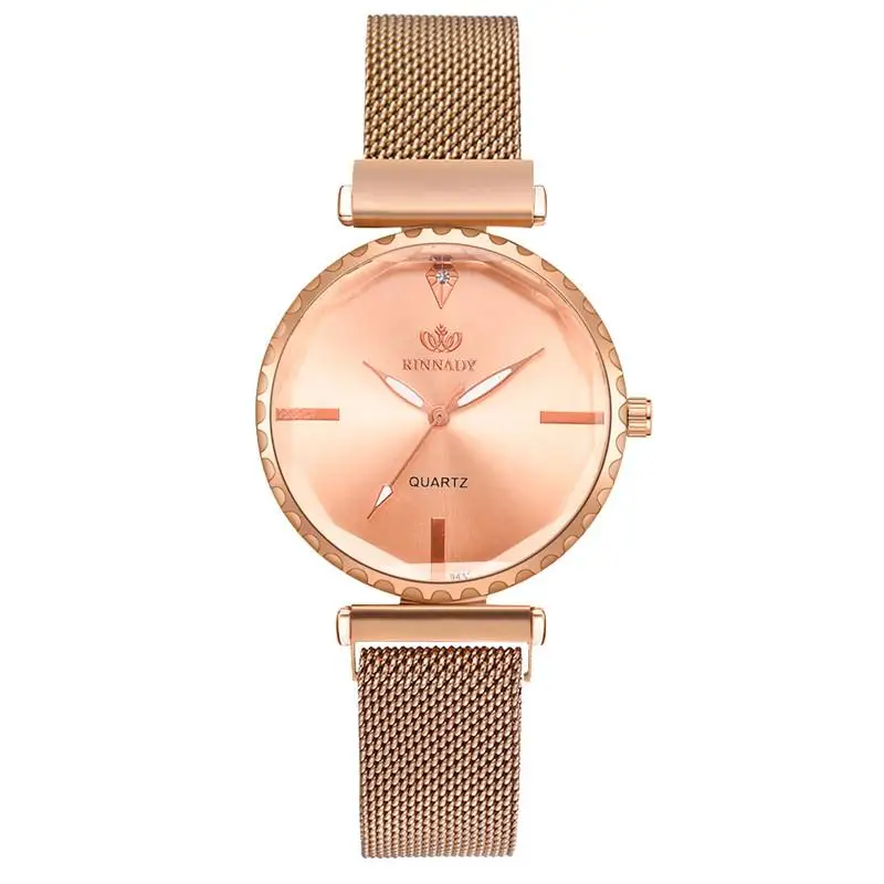 

Часы наручные женские кварцевые с магнитным ремешком, люксовые модные минималистичные, из нержавеющей стали под розовое золото, с сетчатым ...