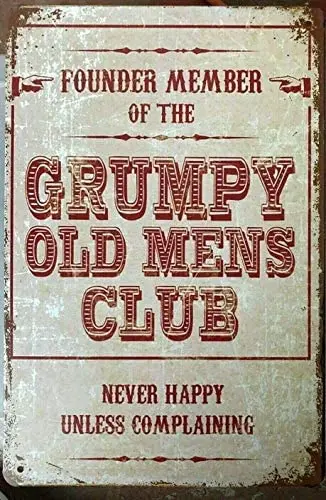 

Tin Sign Retro Vintage Decor Grumpy Old Mens Club Retro Poster Plaque Tin Sign Wall Decor for Kitchen Bar Pub Farm House 12X8