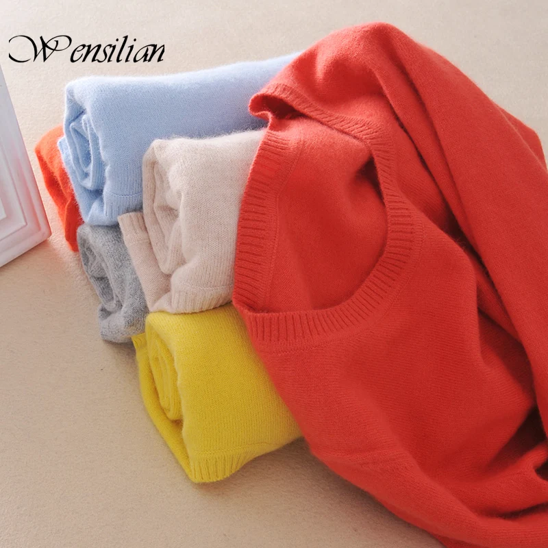 Вязаный женский свитер пуловеры с круглым вырезом базовые женские свитера