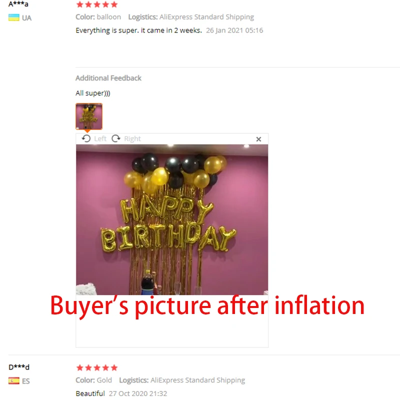 

Golden 16" Happy Birthday Letter Balloon Set Black Balloon Sequins Party Prom Supplies Set Birthday Party Decoration Balloon Set