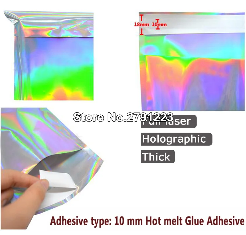 100 шт. самоклеящиеся курьерские Сумки лазерная голографическая пластиковая
