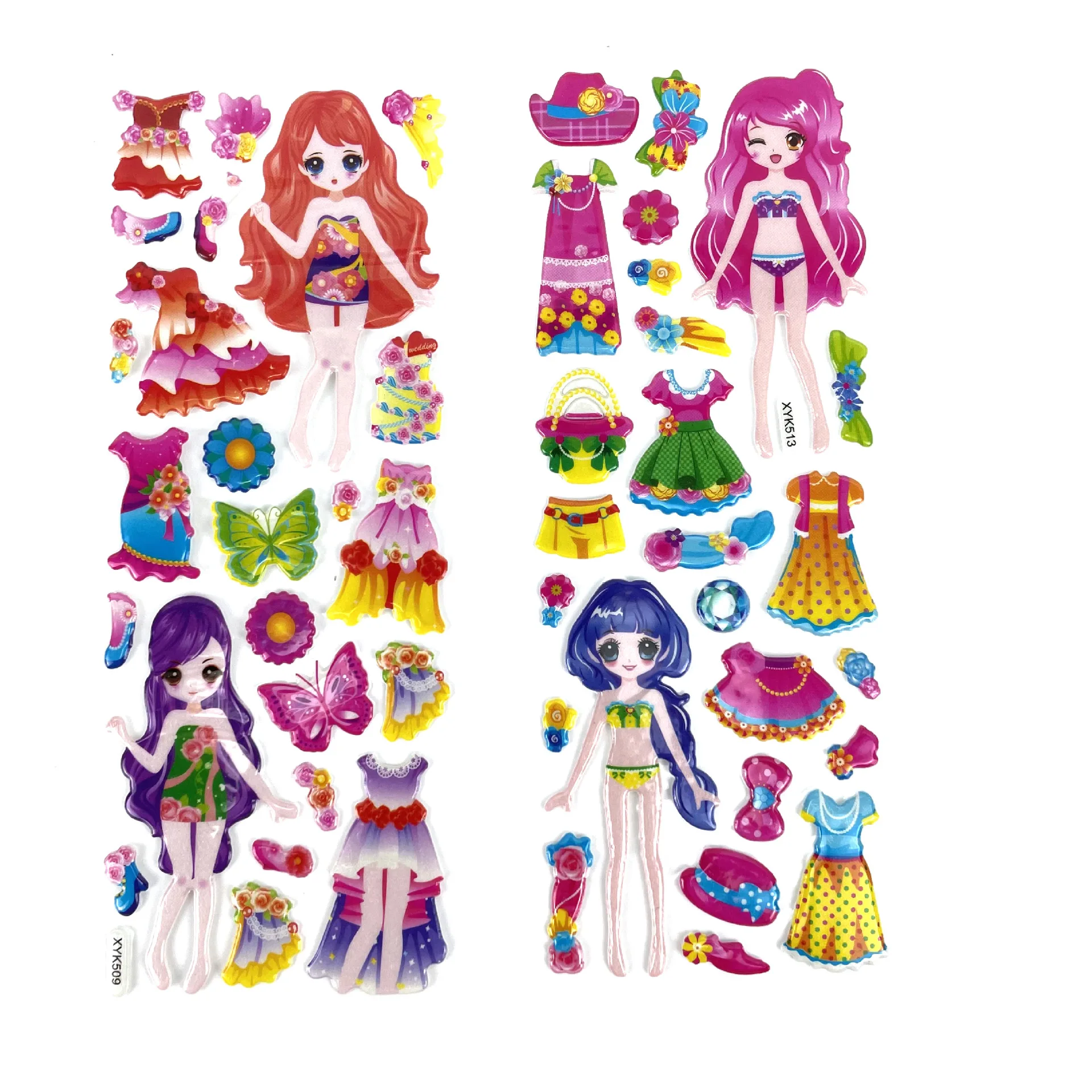 12 листов 3D Мультяшные наклейки водонепроницаемые пузырьки из ПВХ сделай сам для