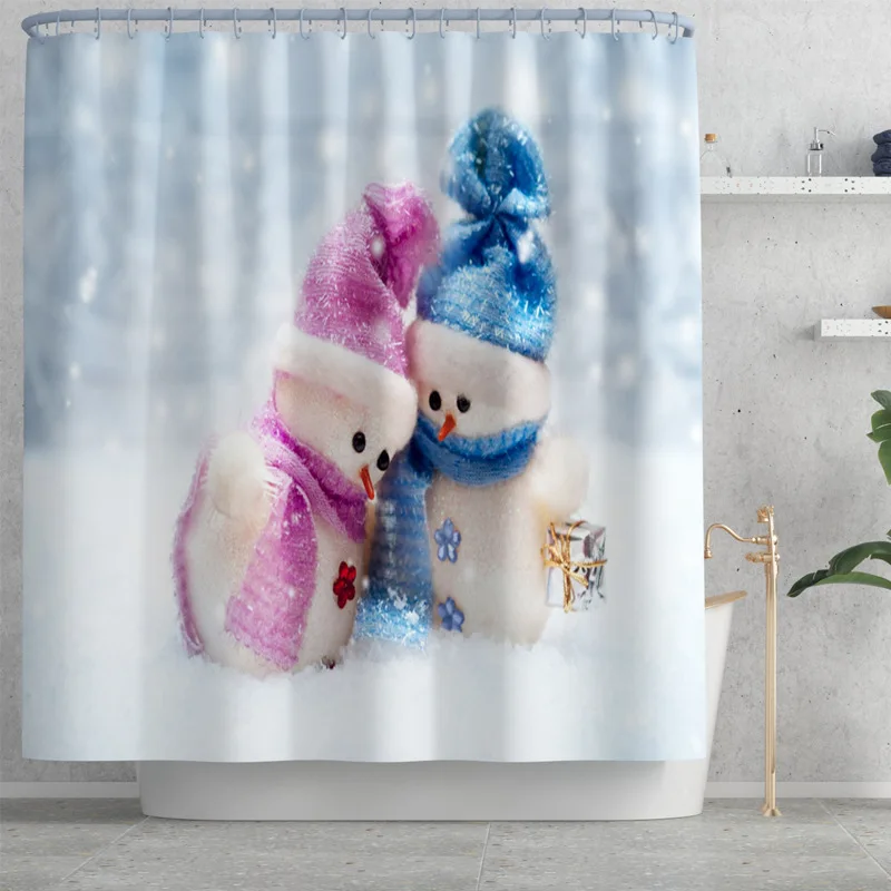 Bipoobee Счастливого Рождества занавески и ковры Снеговик Лось Ванная комната Декор