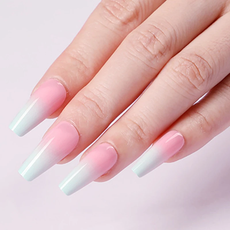 

24Pcs Gradient Lavender Artificial False Nails Ballerina Shape French Fake Nails With Designs DIY Nail Art Manicure Tool
