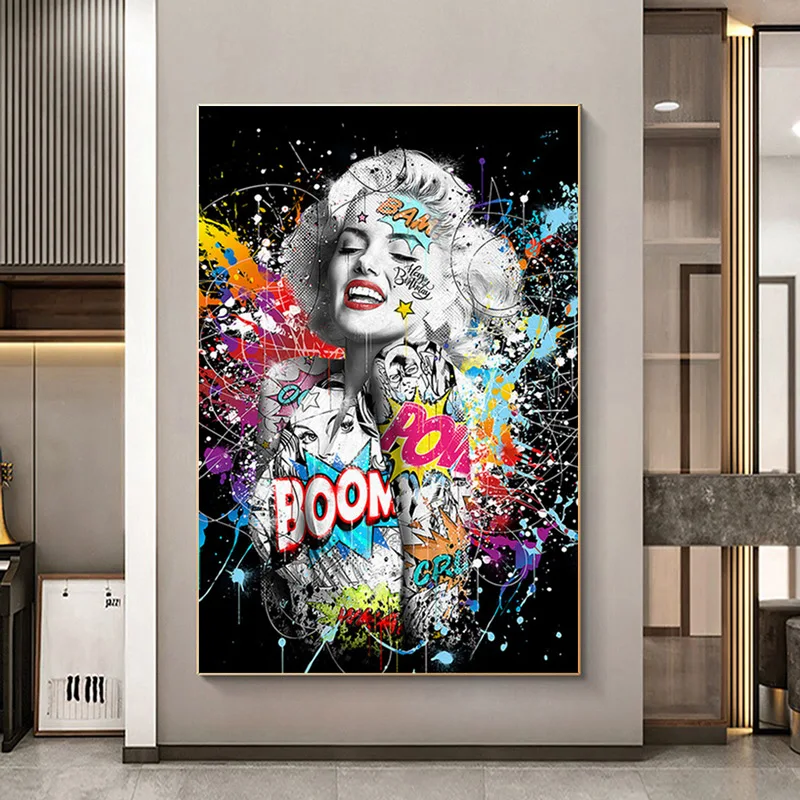 

Graffiti Art Sexy Marilyn Portrait Poster And Print Modern Beauty Canvas Painting On The Wall Picture For Living Room Decoration