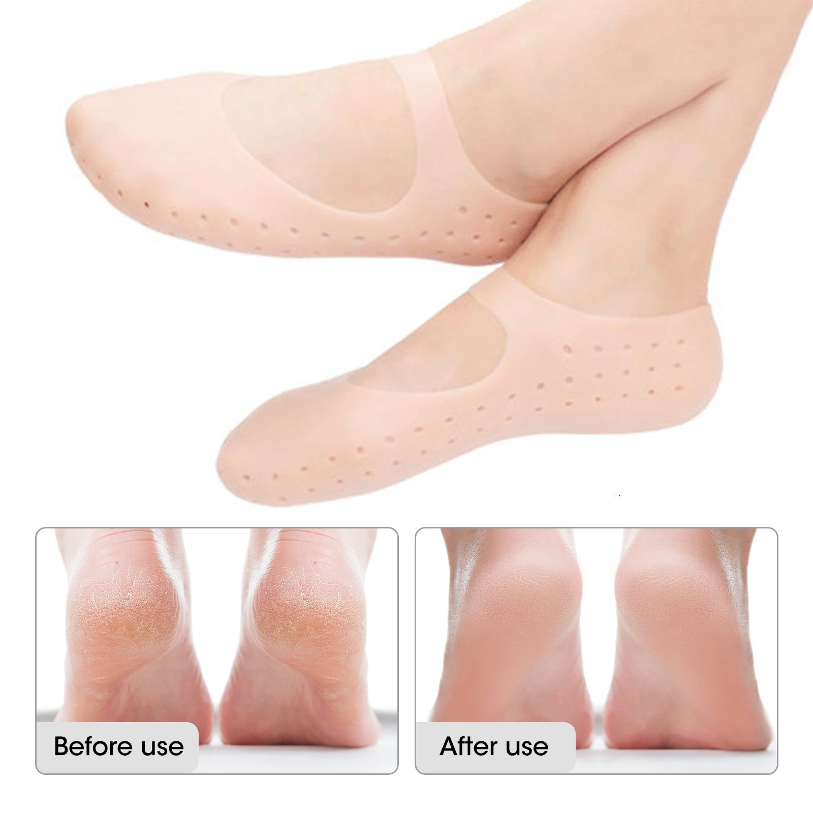 

1Pair Silicone Insole Gel Sock Foot Chapped Care Tool Pain Relief Crack Prevention Feet Protector Moisturize Dead Skin Removal