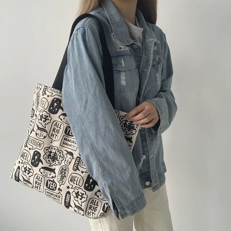 

Bag Women 2021 New Korean Fashion One Shoulder Canvas Bag Female Canvas Cloth Shoulder Bag Quality Canvas Shoulder Bags