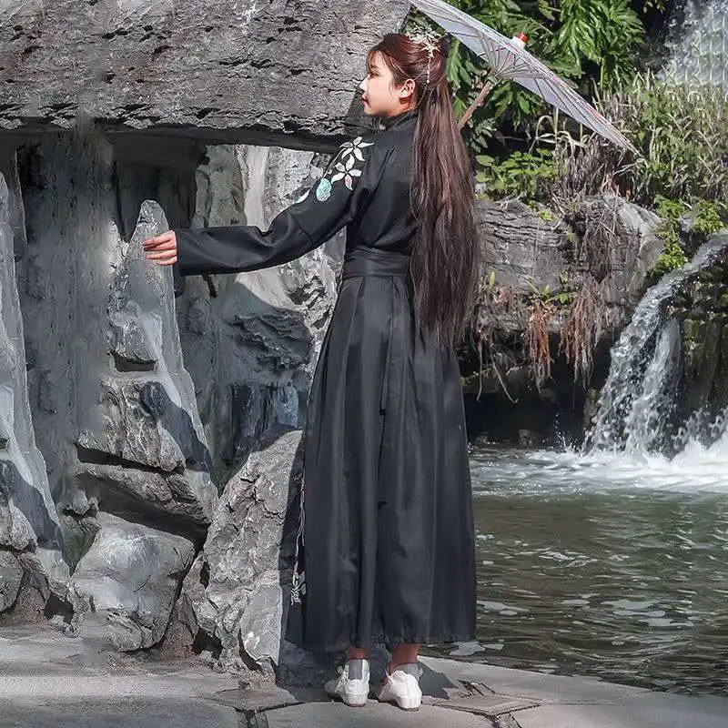 Китайский Hanfu женские элегантные нежная вышивка фея японское кимоно ночной халат