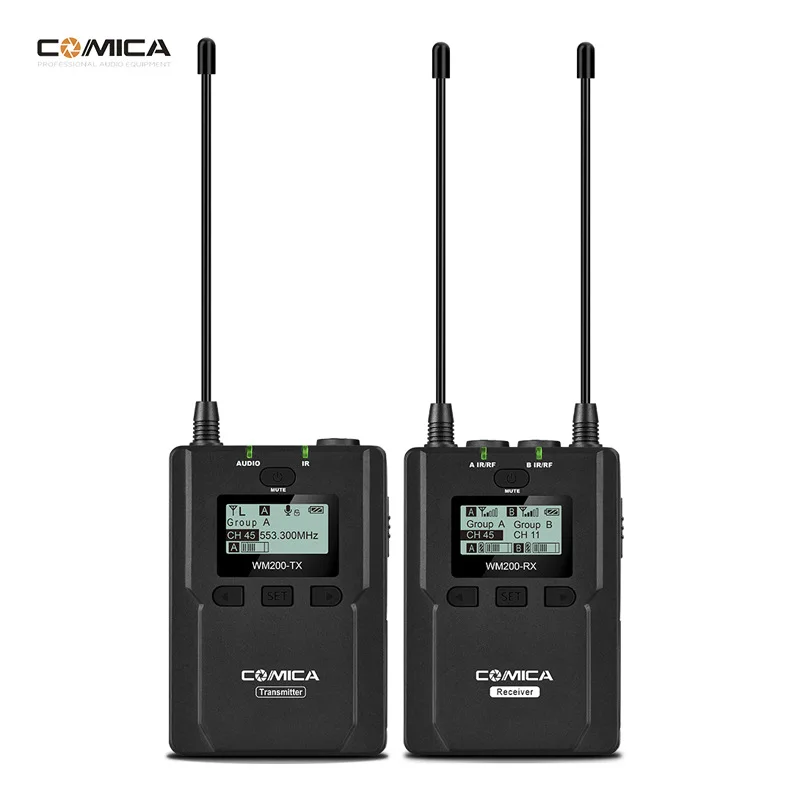 저렴한 Comica CVM-WM200(A) 96 채널 무선 마이크 전문 무선 마이크 Lavalier 마이크 녹음 콘덴서 마이크