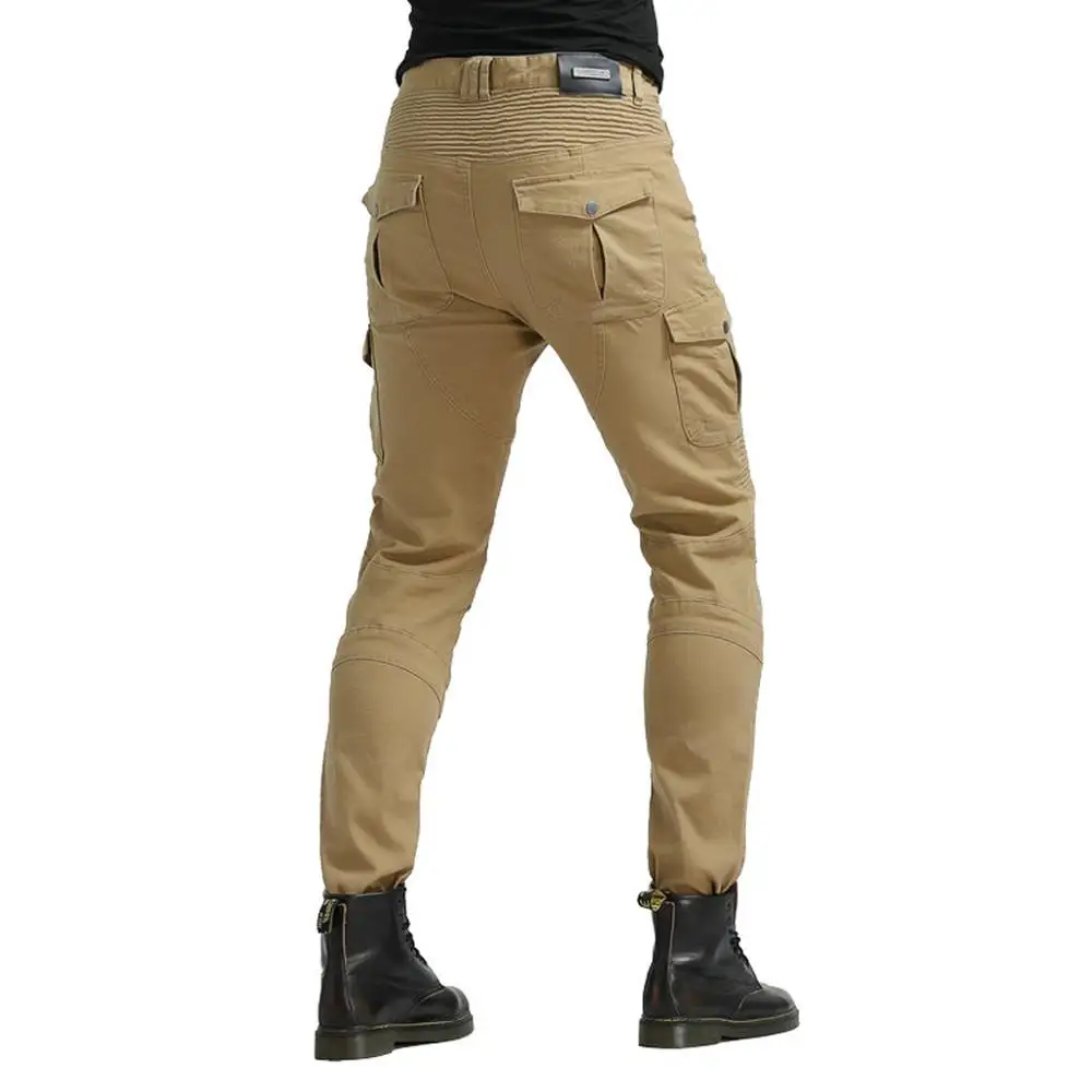 Мужские джинсы для езды на мотоцикле 4 X CE съемные наколенники цвета хаки XS 3XL