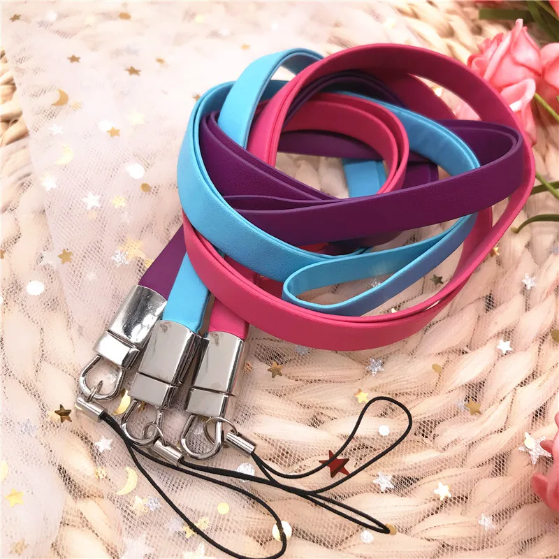 Карамельные цвета PU ремешок для шеи ремешки бирки ключей удостоверения личности