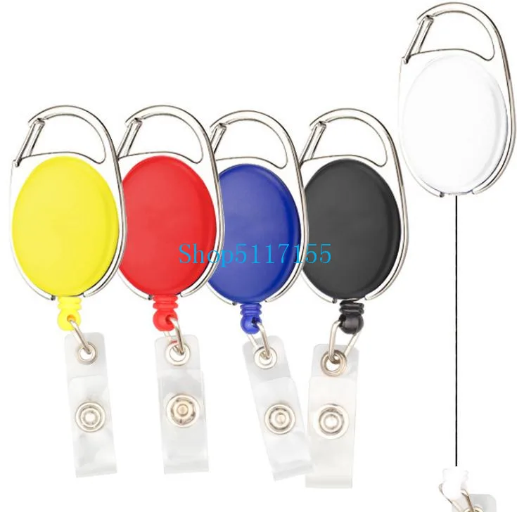 

200Pcs Retractable Pull Key Ring Chain Reel ID Lanyard Name Tag Reel Recoil Belt Key Ring Clip Card Badge Holder