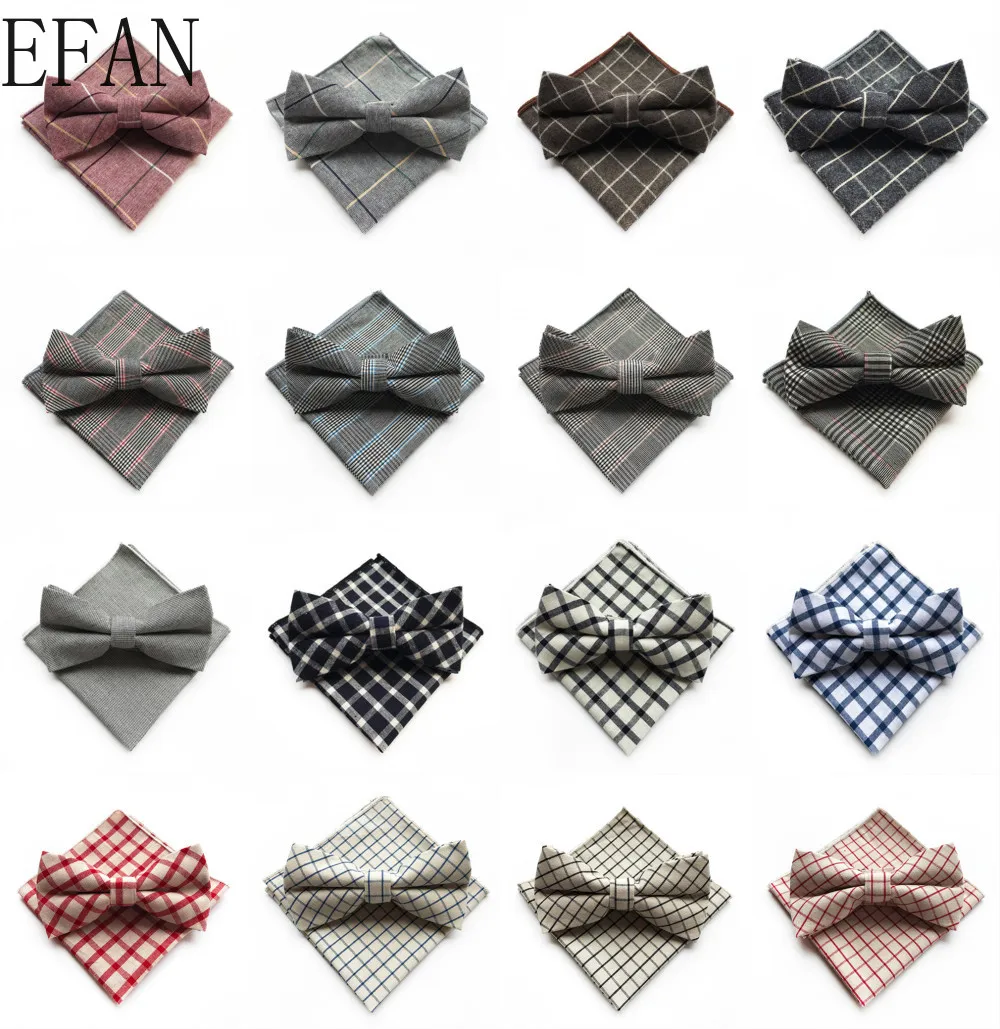 Синий серый мужской цветочный хлопковый Карманный квадратный галстук бабочка