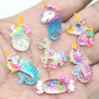 resin flat back clear glitter unicorn mermaid embellishments earring charms home d i y card making crafts