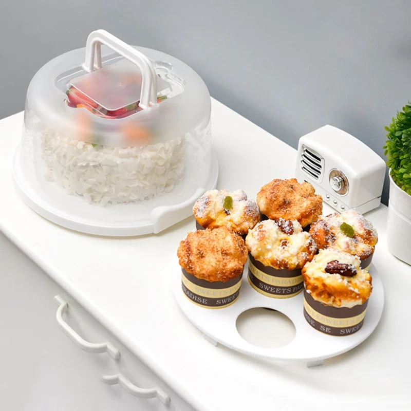 

26*22,5*13,5 см Пластиковый Круглый контейнер для торта, контейнер для десертов, чехол, портативный контейнер для кексов, контейнер для хранения, ...