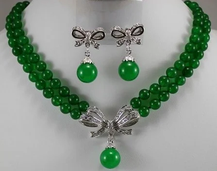 

2 row 8mm green/purple jade/Amethyst/tiger eye stone necklace earrings