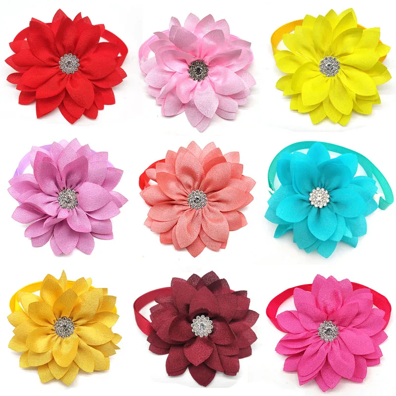 

50 Pcs New Spring Flower Design Dog Cat Bowties Pet Grooming Product Dog Accessories Puppy Dog Bow Ties