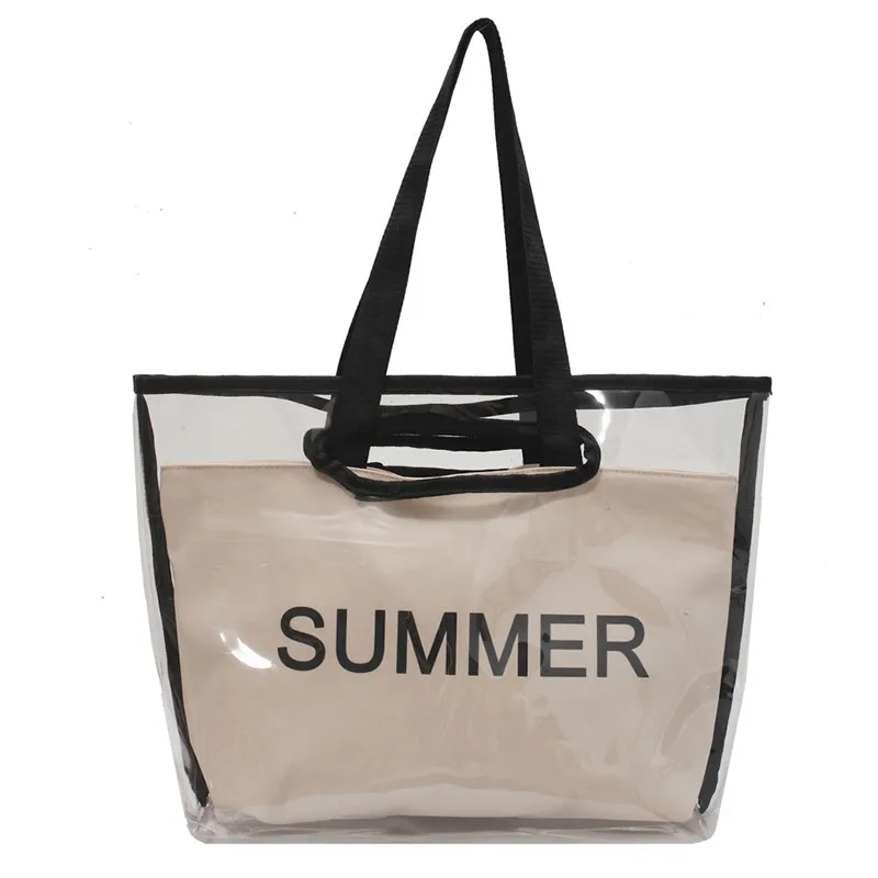 

woman Summer Bag transparent PVC Handbags purse Women Shoulder Bag Jelly Big Beach swim Bag for Girls Large Shopping Tote