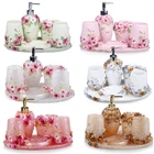 Каучука и Романтический Ванная комната, 5 шт. в наборе с подносом европейском модном стиле, аксессуары для ванной комнаты Набор Свадебные комбинации Рождественский Декор