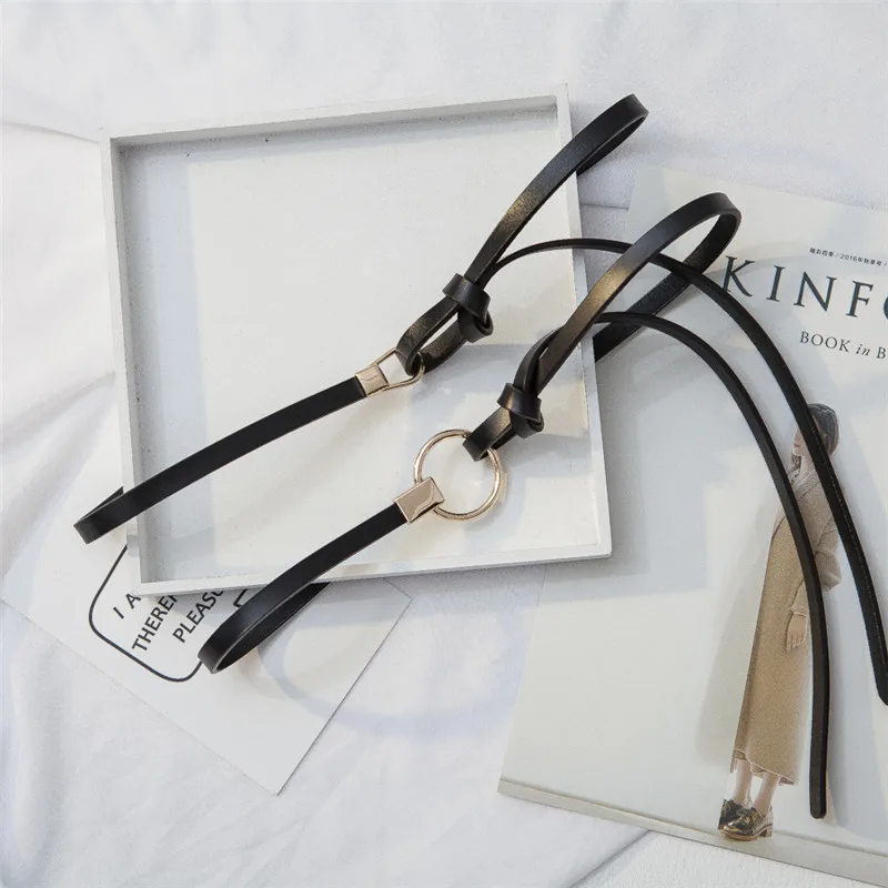 Корейский мягкий черный тонкий маленький женский декоративный пояс с узлом на