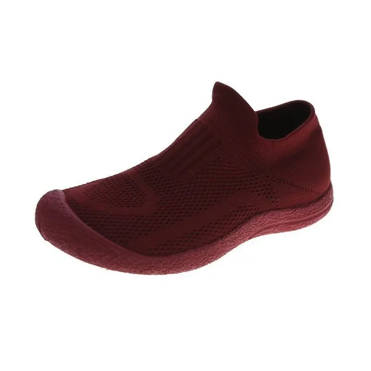 

Ins Large Size Low-top Flat-heel Casual Shoes Comfortable Breathable Mesh Solid Color Flying Woven Round-toe Women Casual Shoes