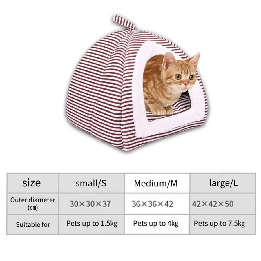 Собака дом складной Рисунок в полоску из хлопка с рисунком кота и собаки кровать