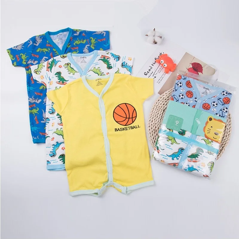 3 шт./лот боди для новорожденных с коротким рукавом и случайным рисунком одежда