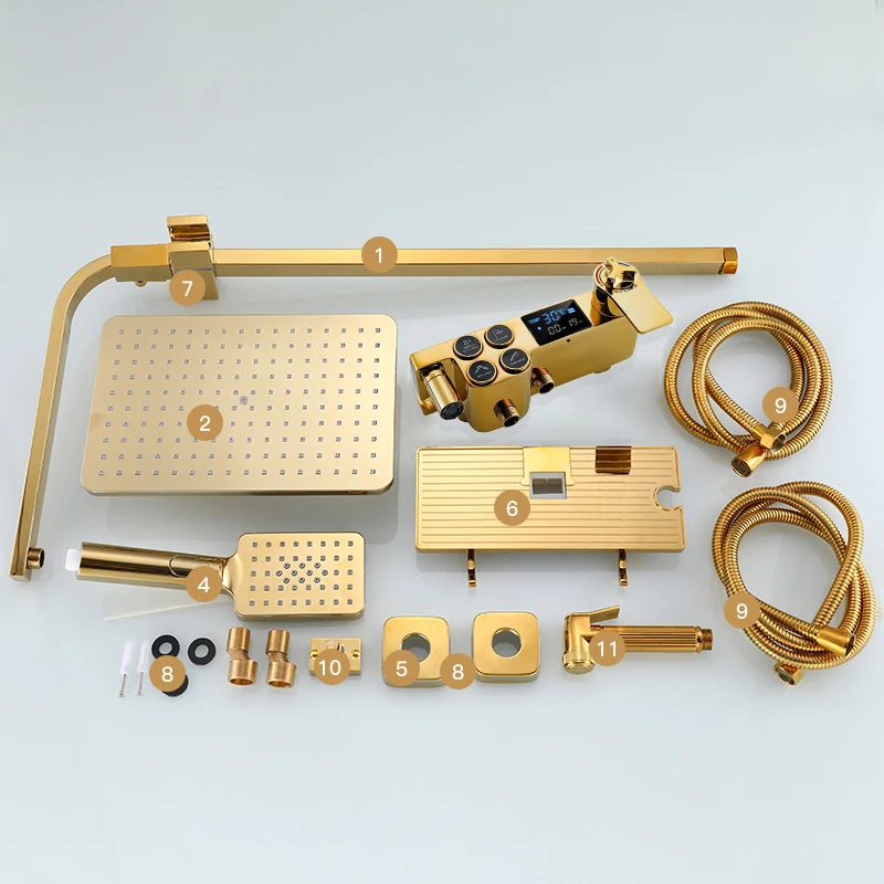 Золотая Душевая система Набор смесителей смеситель для горячей и холодной воды