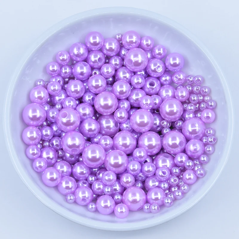 Purple 3/4/6/8/10 мм в диаметре, различные Размеры вариант около 20 г/лот случайная смесь цветов, не требующие отверстия в ухе, жемчуг Круглые бусины для рукоделия украшение для альбома - Цвет: Purple