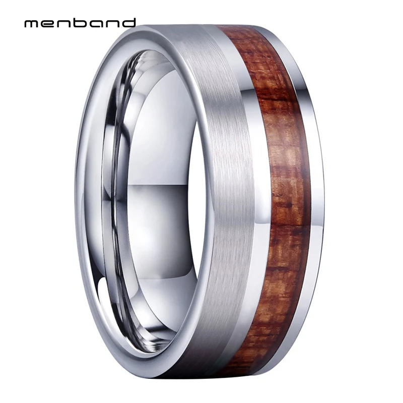 Для мужчин женщин Вольфрам инкрустация кольцо с плоским обручальное офсетная