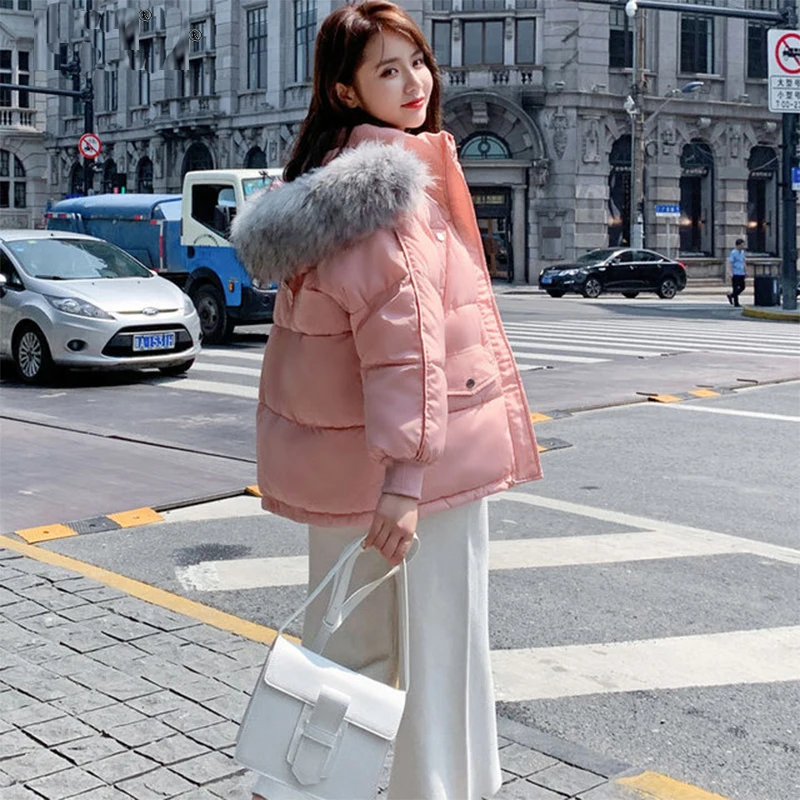 

Goose Down Coat Winter Fur Collar Oversize Womens Down Jackets ultra Light Jacket Woman Hooded Winter Puffe Jacket Coat Down