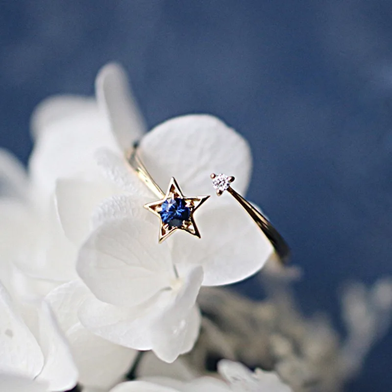 High Quality Cute Small Cubic Zircon Star Ring for Women Adjustable Rose Gold Color Jewelry | Украшения и аксессуары