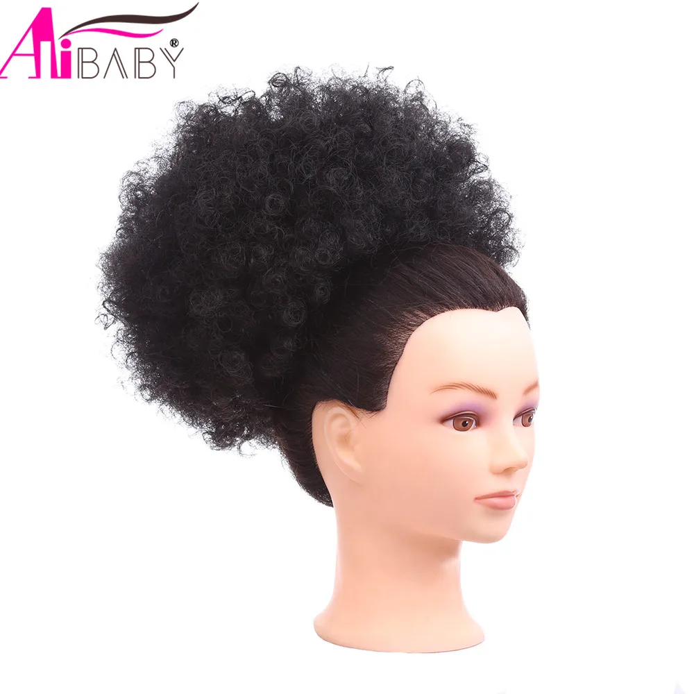 10 дюймов буфами на рукавах Afro курчавый кудрявый шиньон парик &quotконский хвост&quot