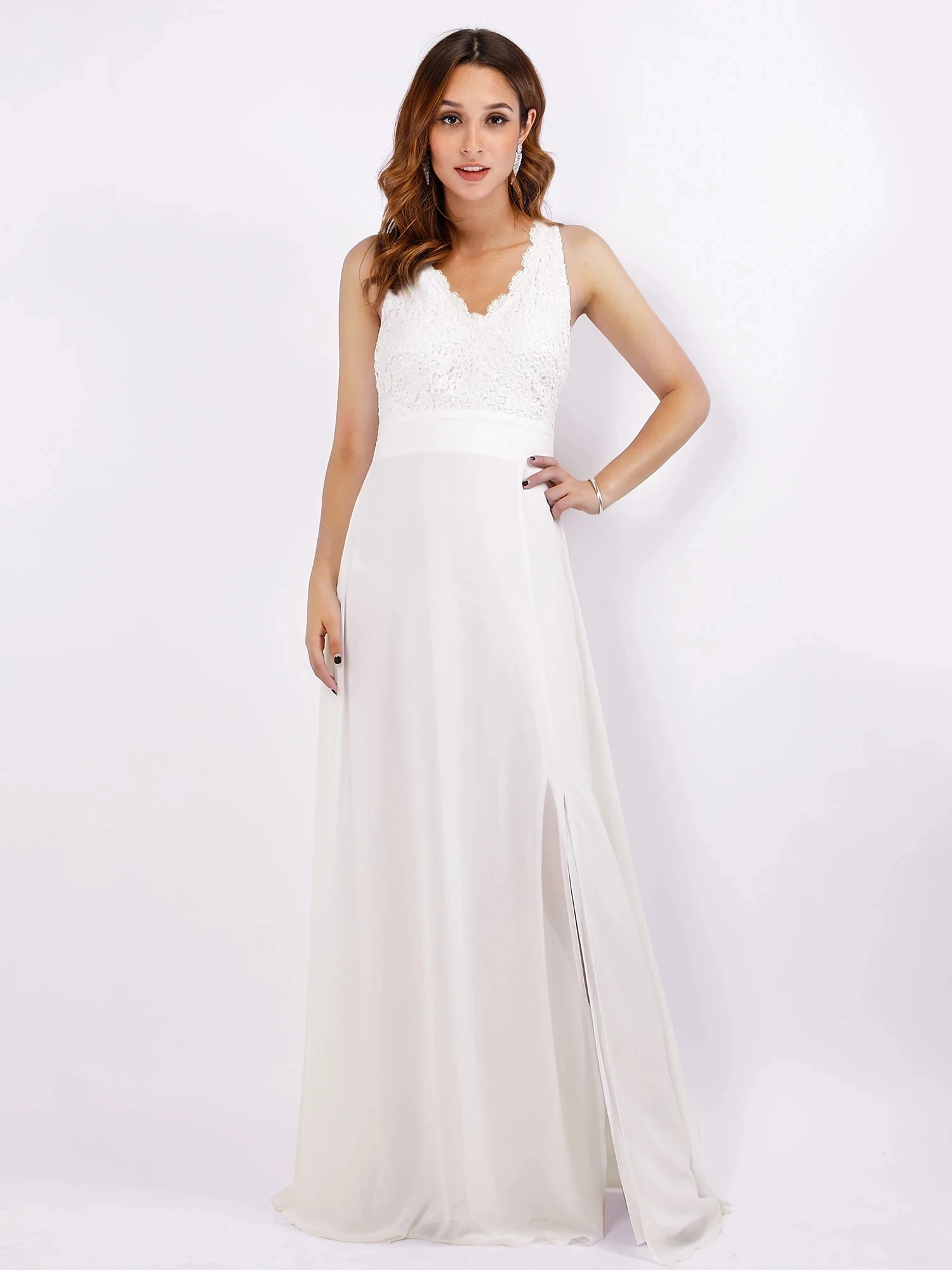 

Women Fashion Deep V Sleeveless Long Evening Party Dress EZ07687