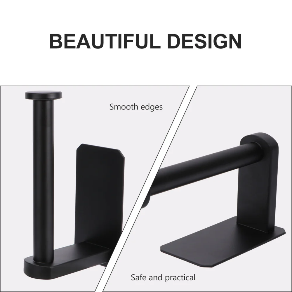 

Free Punch Roll Paper Rack Stainless Steel Tissue Holder for Bathroom Black