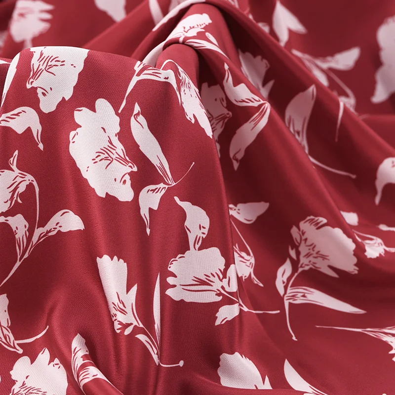 

114cm wide natural silk fabric meter 16mm breathable crepe de chine silk fabric print dress fabric wholesale silk cloth