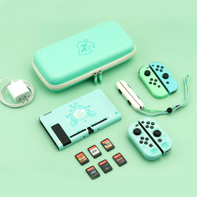 GeekShare Bolsa de almacenamiento para Nintendo Switch, estuche rígido de viaje para Nintendo Switch, OLED, Animal, hojas verdes cruzadas