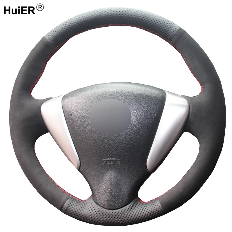 Ручная работа DIY чехол рулевого колеса автомобиля замша кожа для Nissan Tiida Sylphy 2012 2015