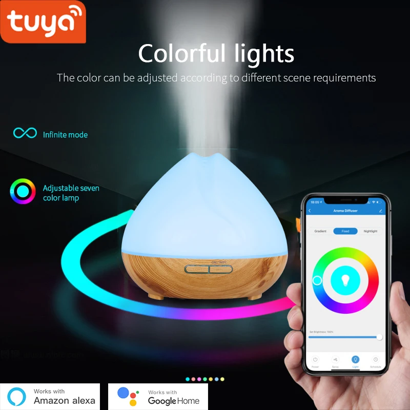 Alexa управление Tuya умный увлажнитель с RGB светильник беспроводное приложение