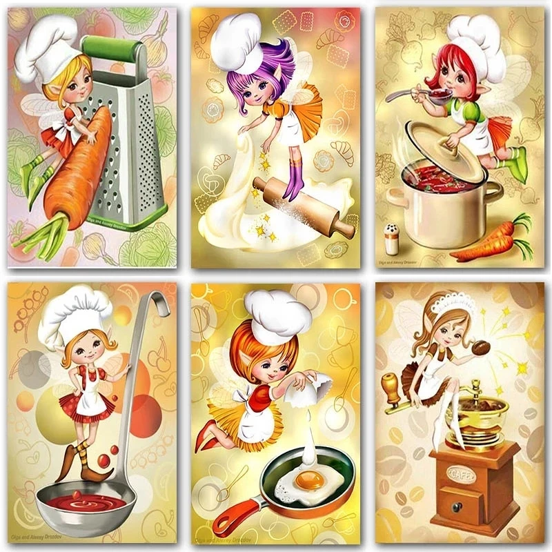 

Diamond Painting Cartoon Little Girl Chef Princess Home Decor DIY Full Square&Round Diamond Embroidery Mosaic Cross Stitch