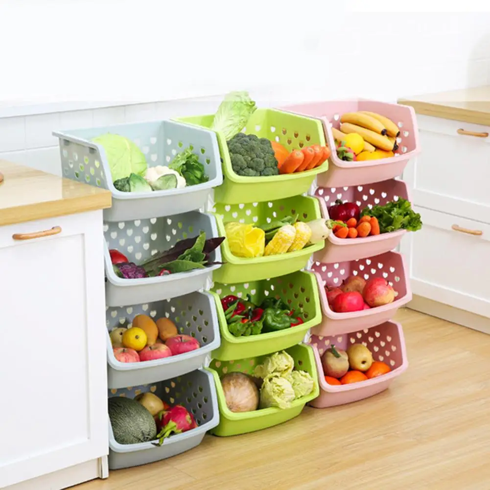 Прочный составной одноуровневый полый ящик для хранения фруктов и овощей