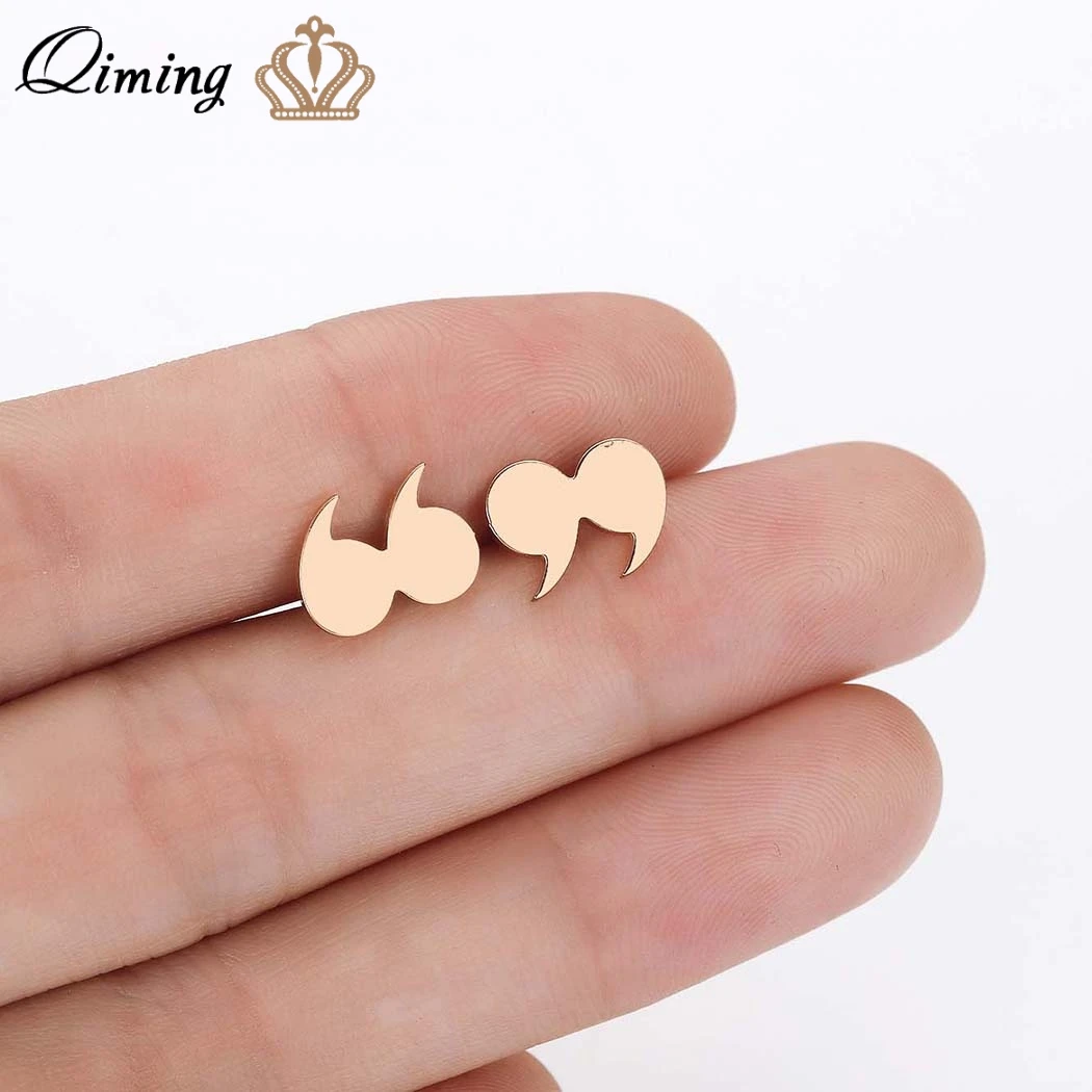 QIMING новый серьги в стиле минимализма нерегулярные котировки Знаки символ